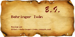 Behringer Iván névjegykártya